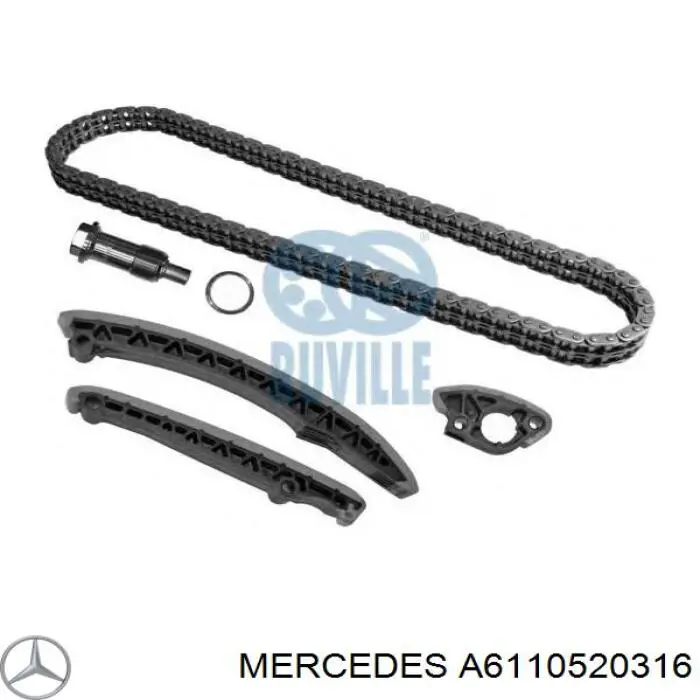 Купити A6110520316 Mercedes Заспокоювач ланцюга ГРМ, верхній ГБЦ