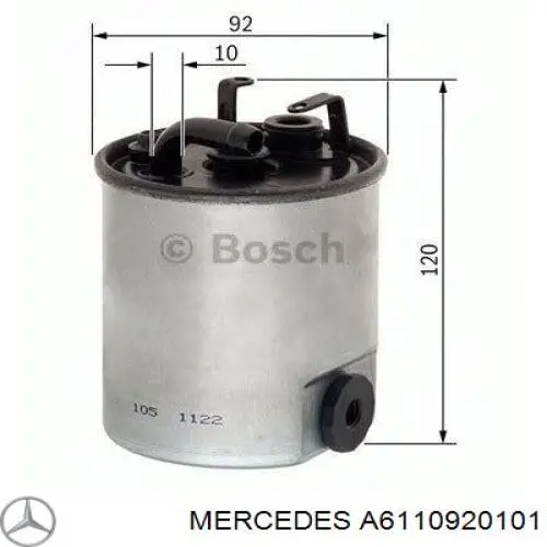 Купити A6110920101 Mercedes Фільтр-відстійник палива грубої очистки