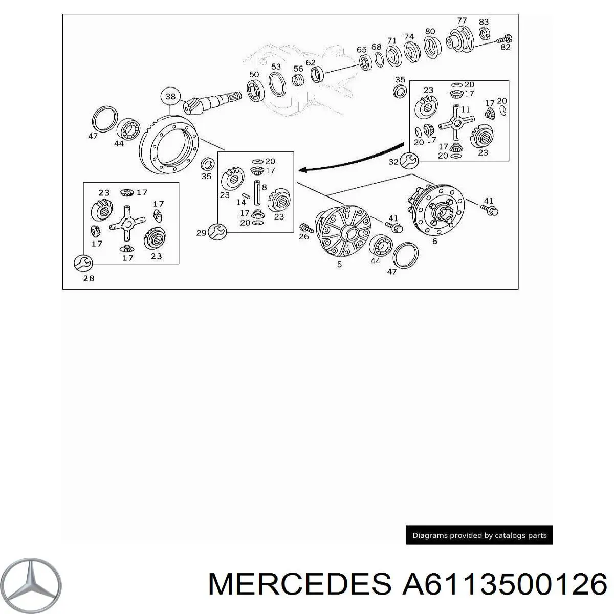 A6113500126 Mercedes Ремкомплект диференціалу заднього моста