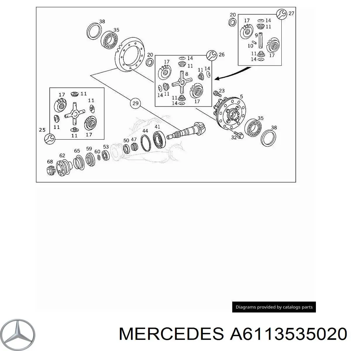 Ремкомплект диференціалу заднього моста Mercedes A6113535020 ціна, від 452.78 USD