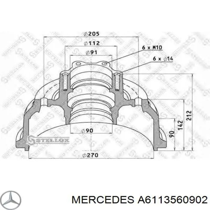 A6113560902 Mercedes барабан гальмівний задній