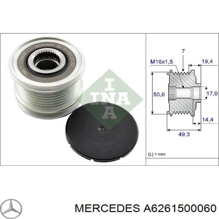 Інерційний шків Mercedes A6261500060 ціна, від 29.49 USD