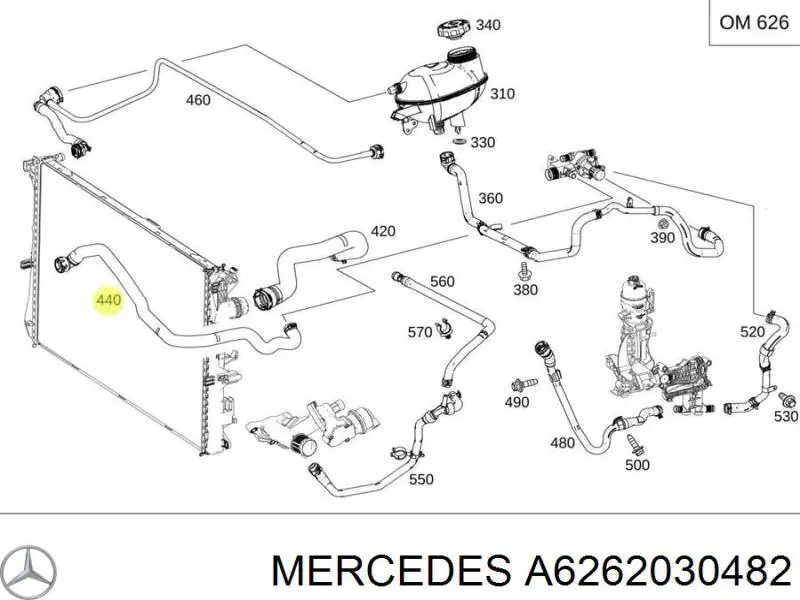 Шланг/патрубок радіатора охолодження, нижній Mercedes A6262030482 ціна, від 43.95 USD