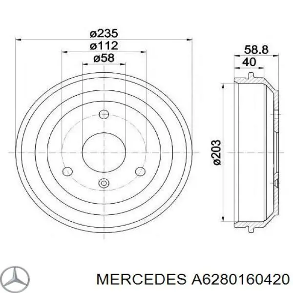Прокладка головки блока циліндрів (ГБЦ), права A6280160020 Mercedes