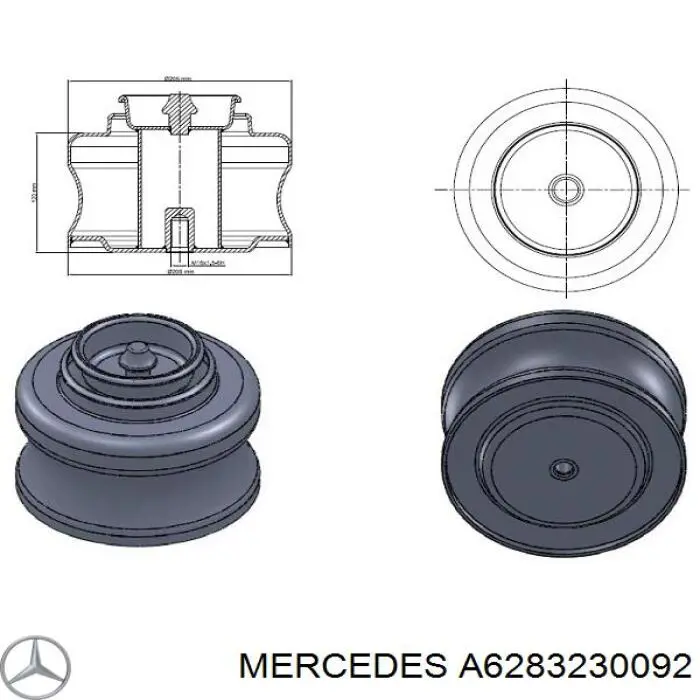 A6283230092 Mercedes Пневмоподушка/Пневморессора моста переднього