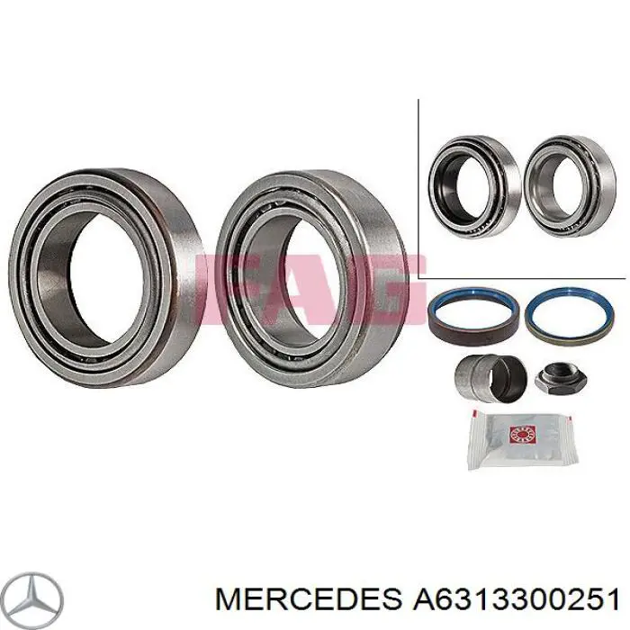 Комплект підшипник маточини передньої Mercedes A6313300251 ціна, від 30.53 USD