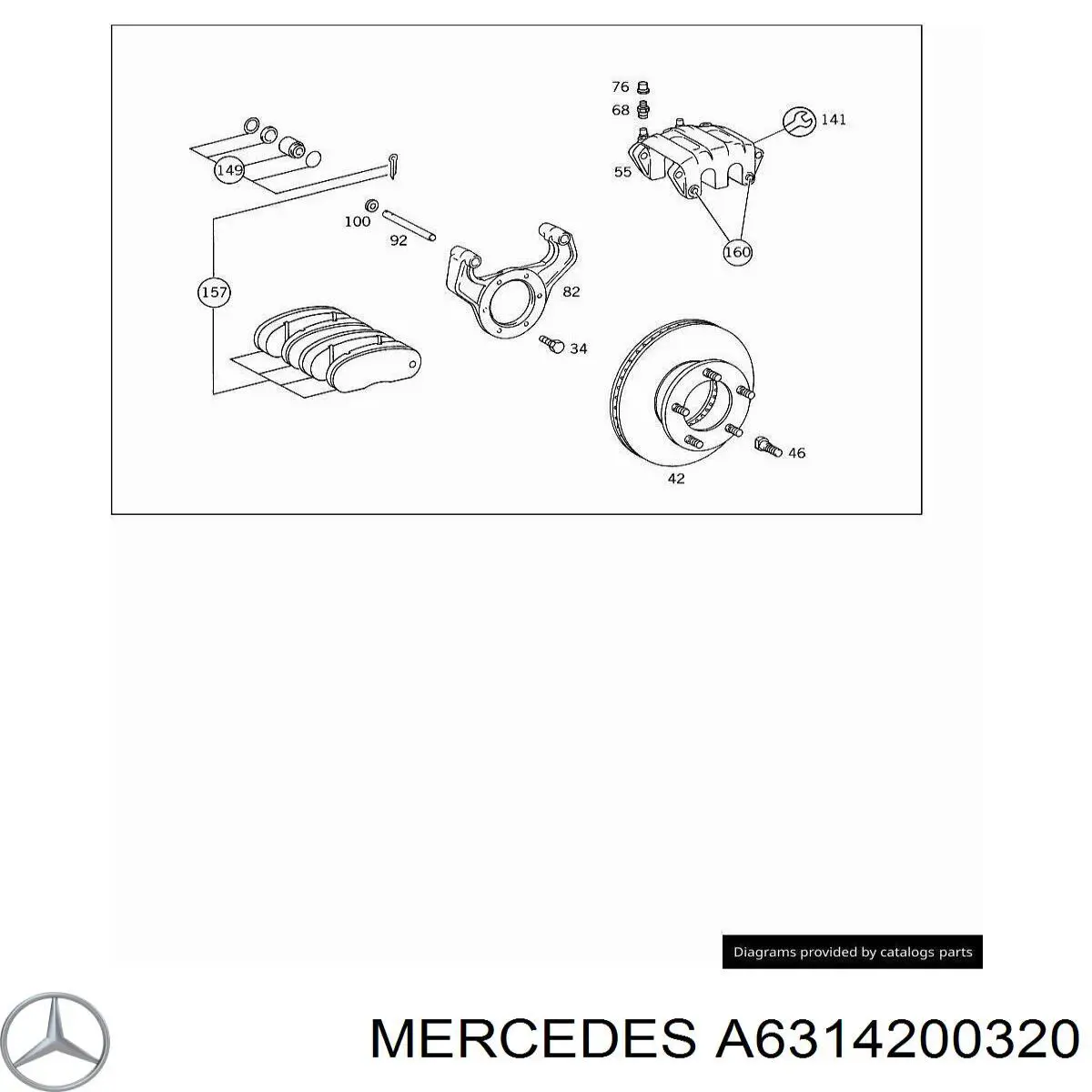 Купити A6314200320 Mercedes Колодки гальмівні передні, дискові