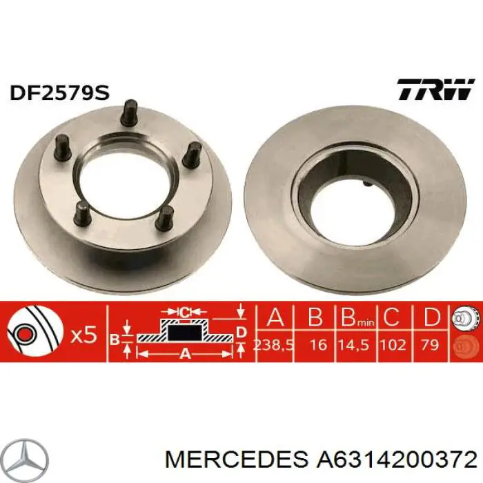 Купити A6314200372 Mercedes Ротор гальмівний