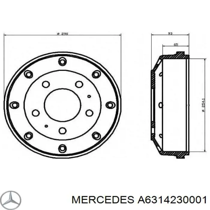 Барабан гальмівний задній Mercedes A6314230001 ціна, від 64.21 USD