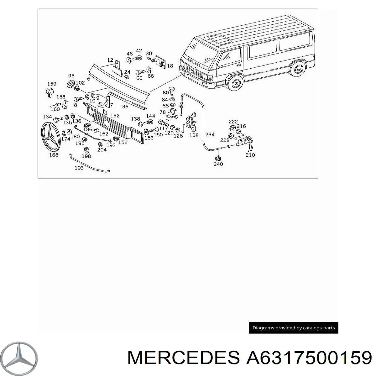 Трос відкриття капота на Mercedes MB100 (631)