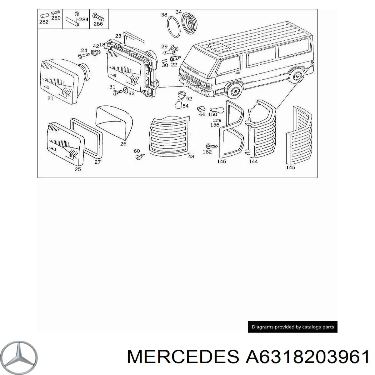Фара правая на Mercedes MB100 (631)