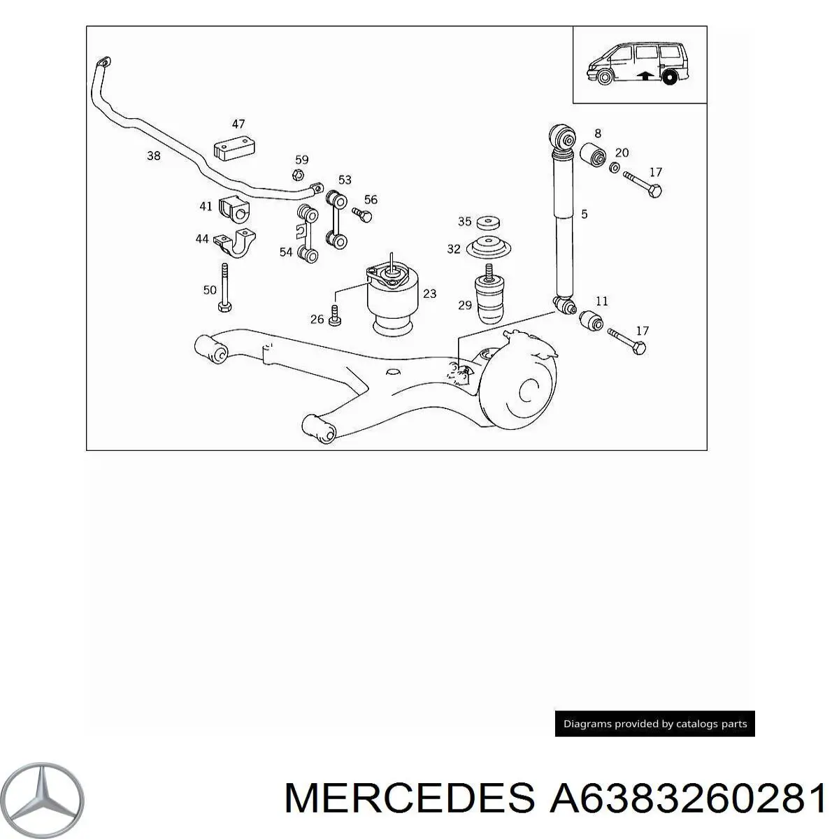 Купити A6383260281 Mercedes Опора стабілізатора