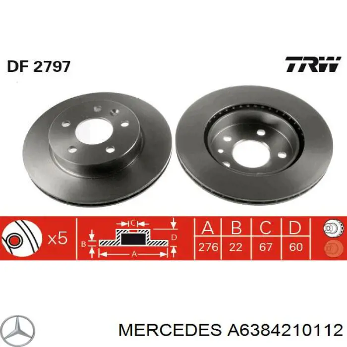 Купити A6384210112 Mercedes Ротор гальмівний