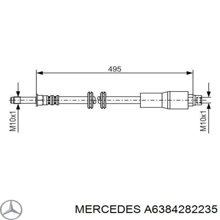 Шланг гальмівний передній Mercedes A6384282235 ціна, від 9.00 USD