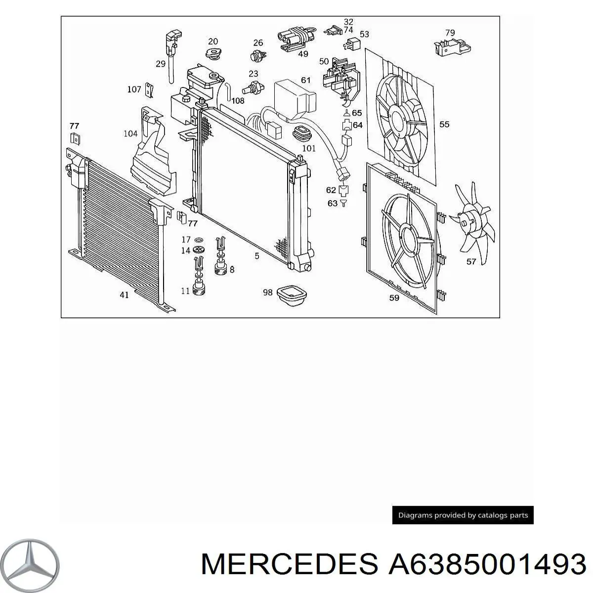 Вентилятор радіатора Mercedes A6385001493 ціна, від 1180.26 USD