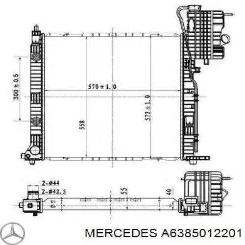 A6385012201 Mercedes Радіатор охолодження двигуна