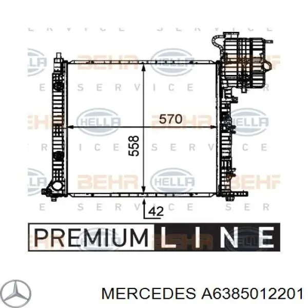 A6385012201 Mercedes радіатор охолодження двигуна