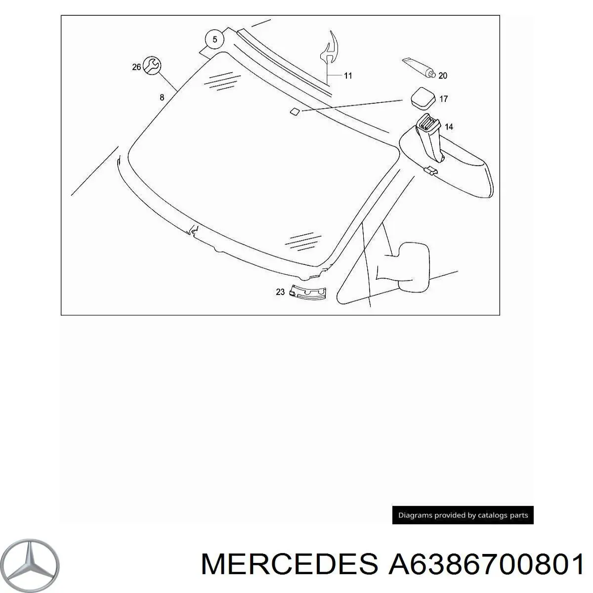 A6386700801 Mercedes Автомобільне скло