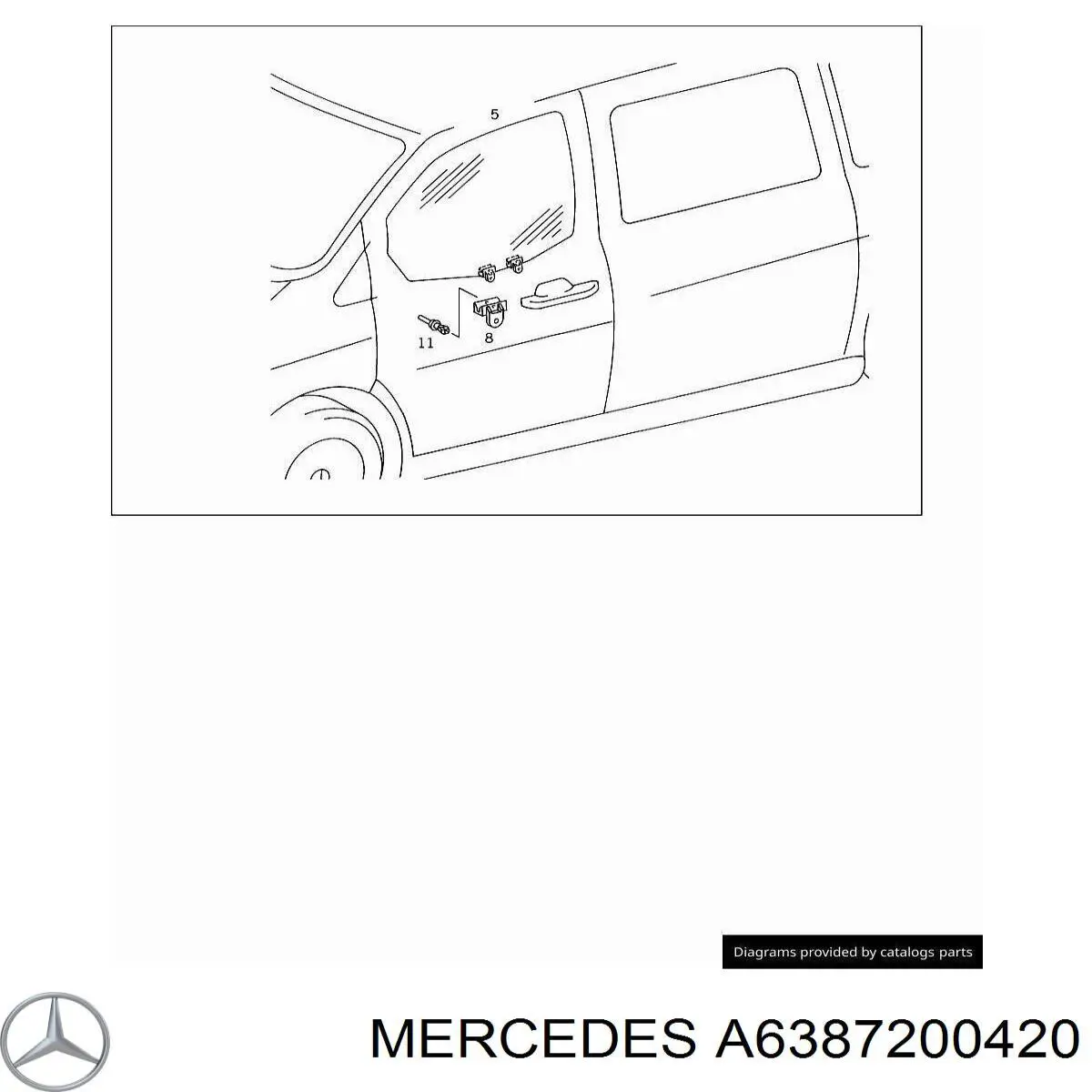 A6387200420 Mercedes скло передніх дверей, правою