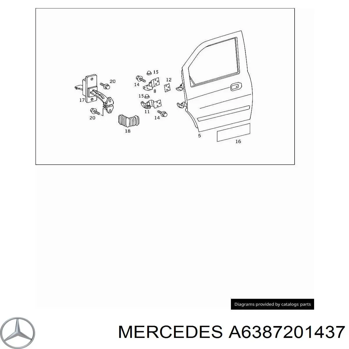 Завіса дверей передных лівих Mercedes A6387202237 ціна, від 6.33 USD