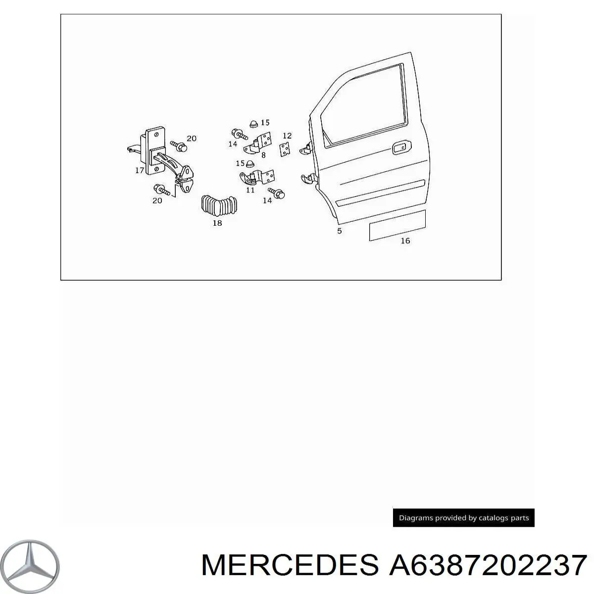 A6387202237 Mercedes Петля передніх дверей, лівою