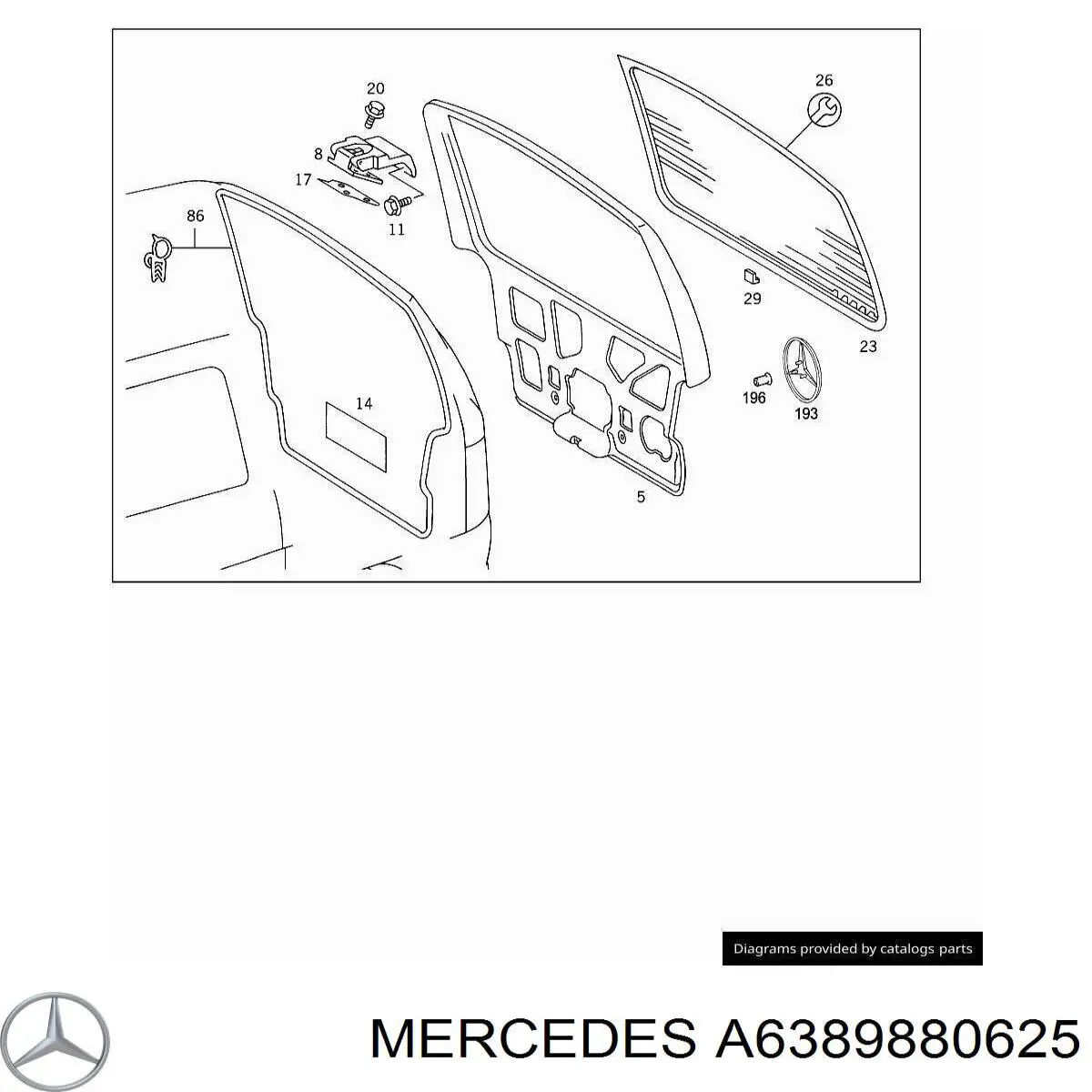 A6389880625 Mercedes Кліпса (пістон) кріплення молдинга двері