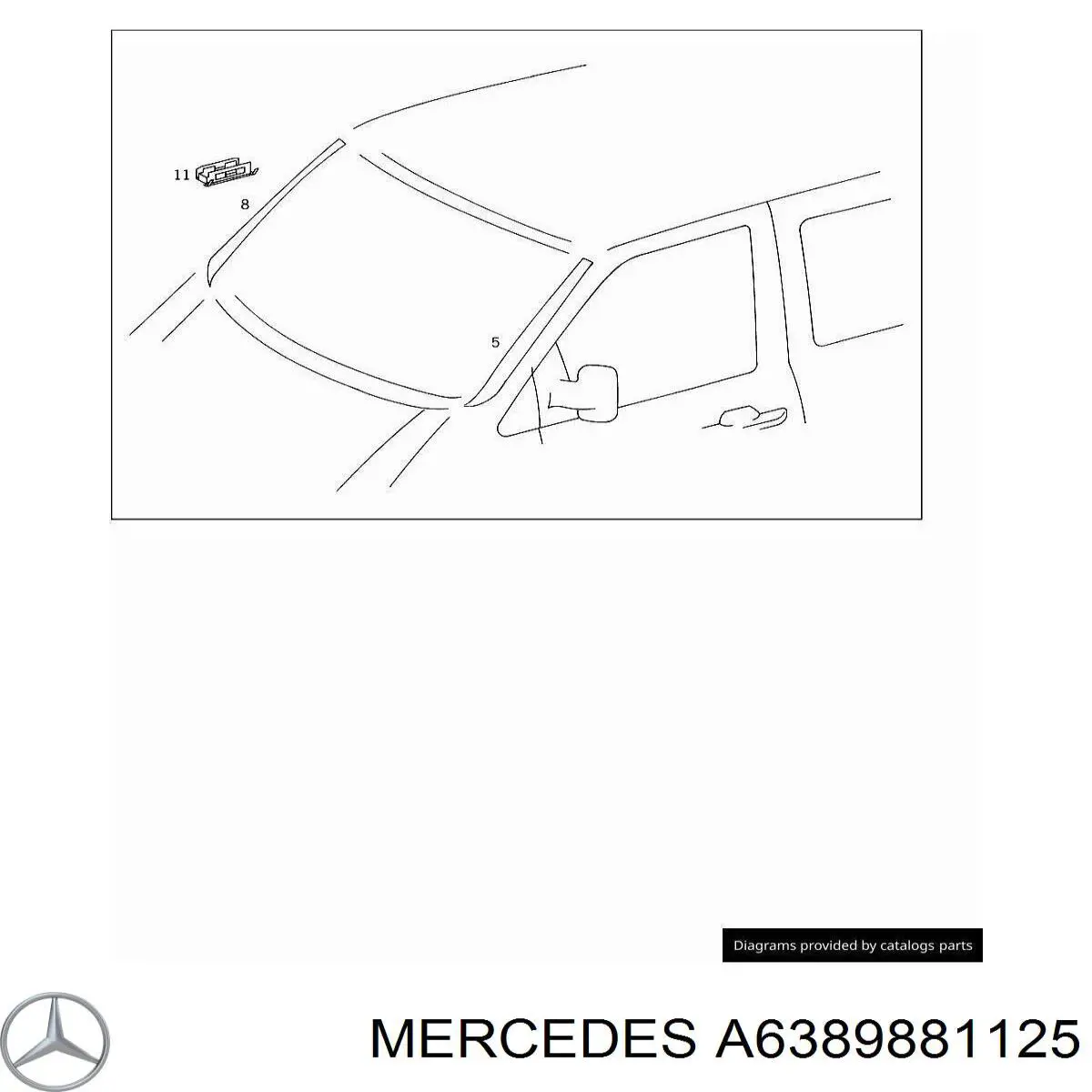 A6389881125 Mercedes Кліпса (пістон) кріплення молдинга двері
