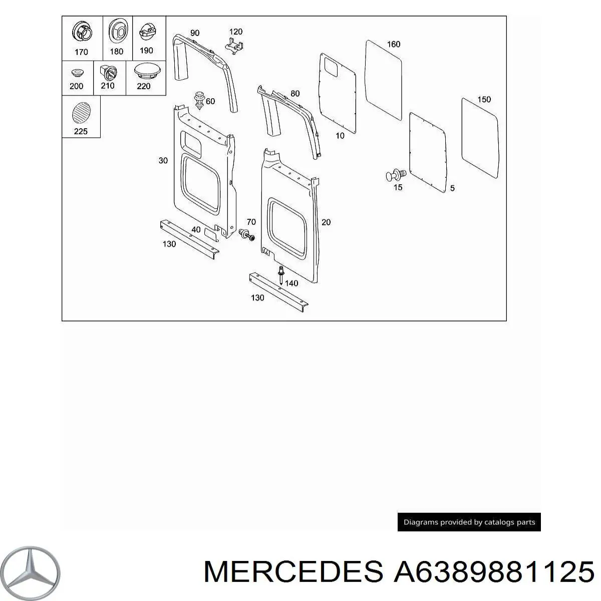 Кліпса (пістон) кріплення молдинга двері Mercedes A6389881125 ціна, від 0.94 USD