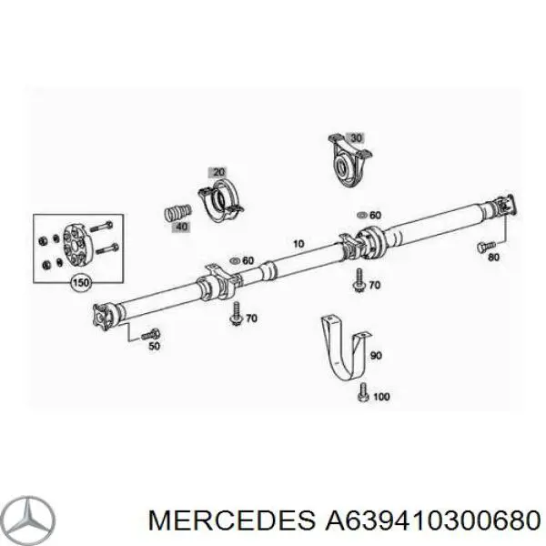 Вал карданний задній, в сборі A639410300680 Mercedes