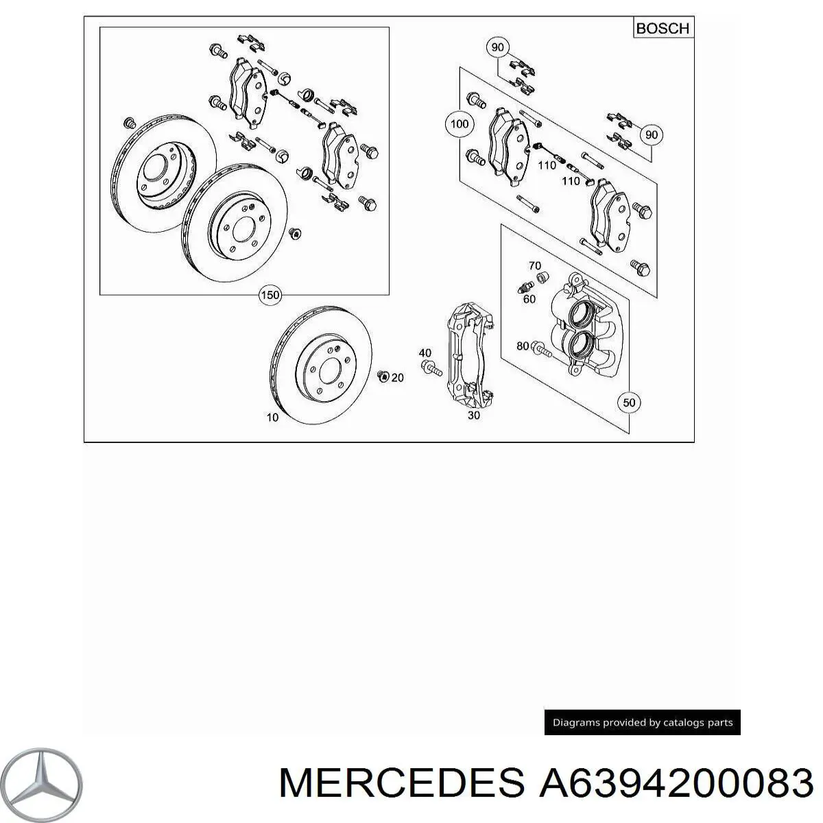 Супорт гальмівний передній лівий A6394200083 Mercedes