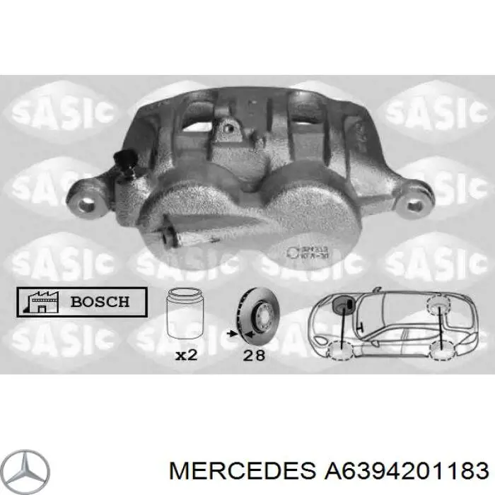 Супорт гальмівний передній правий A6394201183 Mercedes
