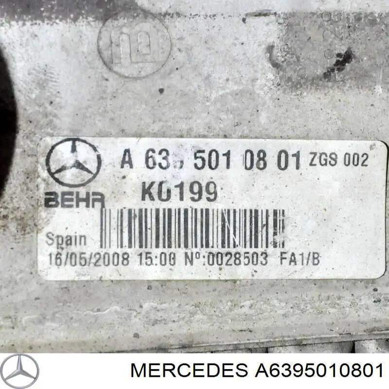A6395010801 Mercedes радіатор интеркуллера
