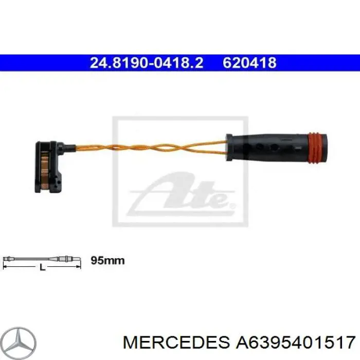 A6395401517 Mercedes датчик зносу гальмівних колодок, задній