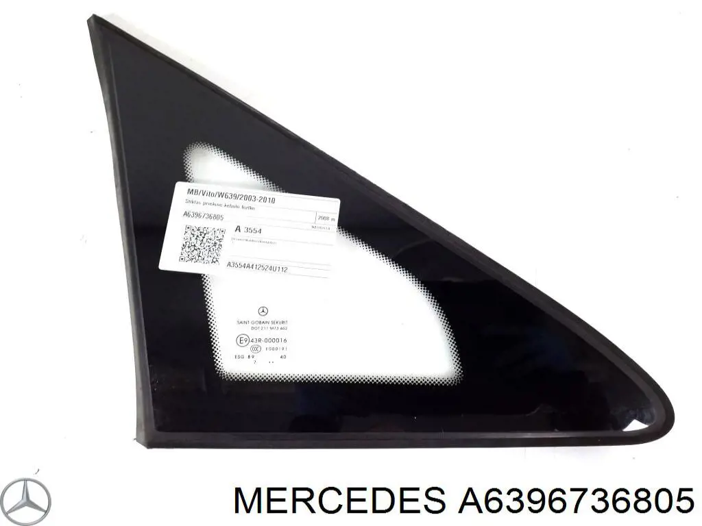 Скло трикутне дверей передніх правих Mercedes A6396735005 ціна, від 16.93 USD