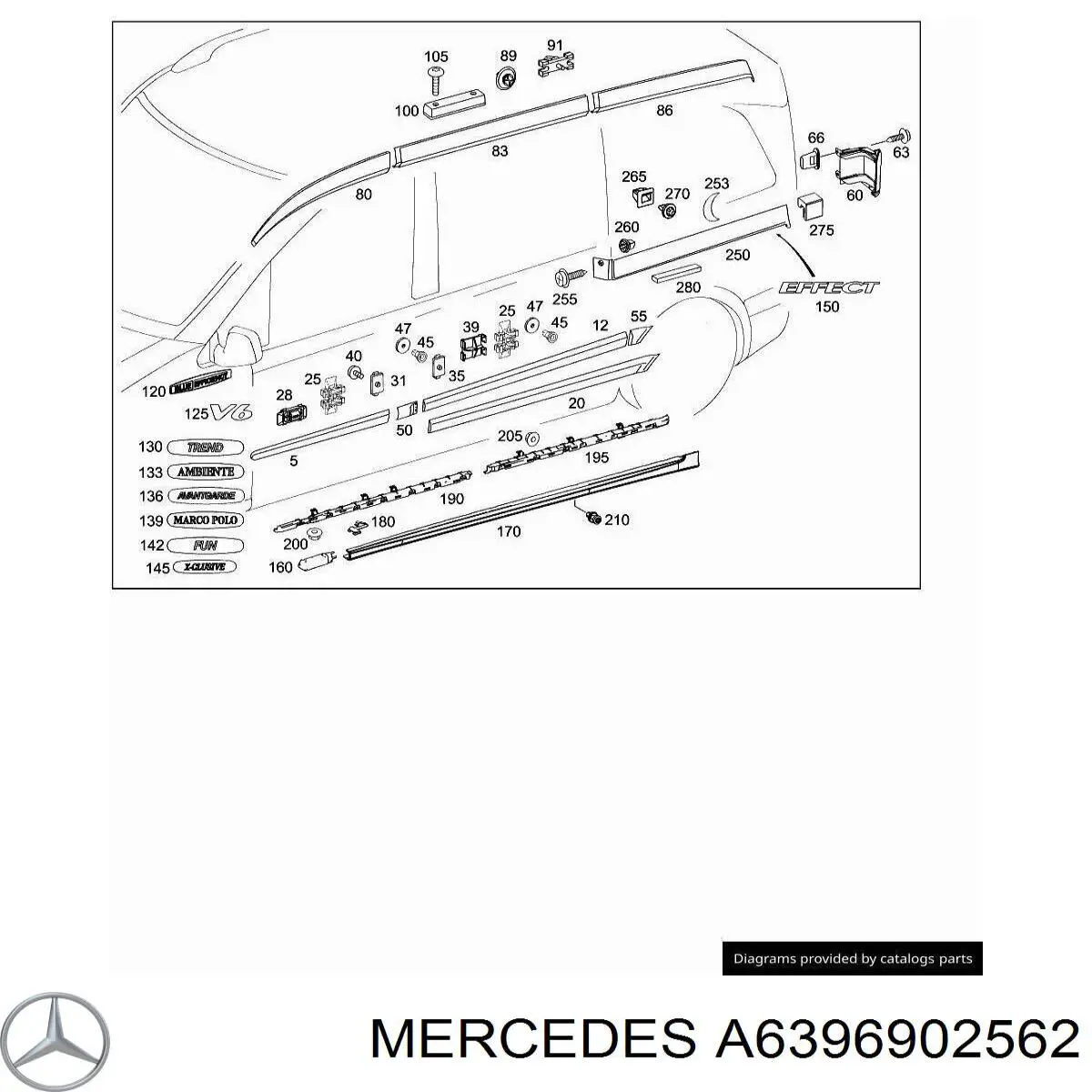 A6396902562 Mercedes Накладка заднього лівого крила