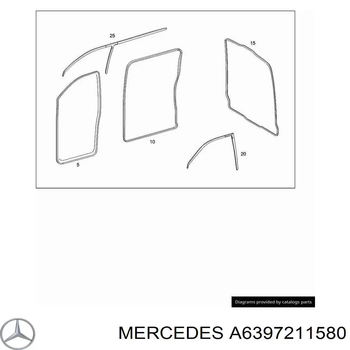 Купити A6397211580 Mercedes Ущільнювач двері передньої лівої (на кузові)
