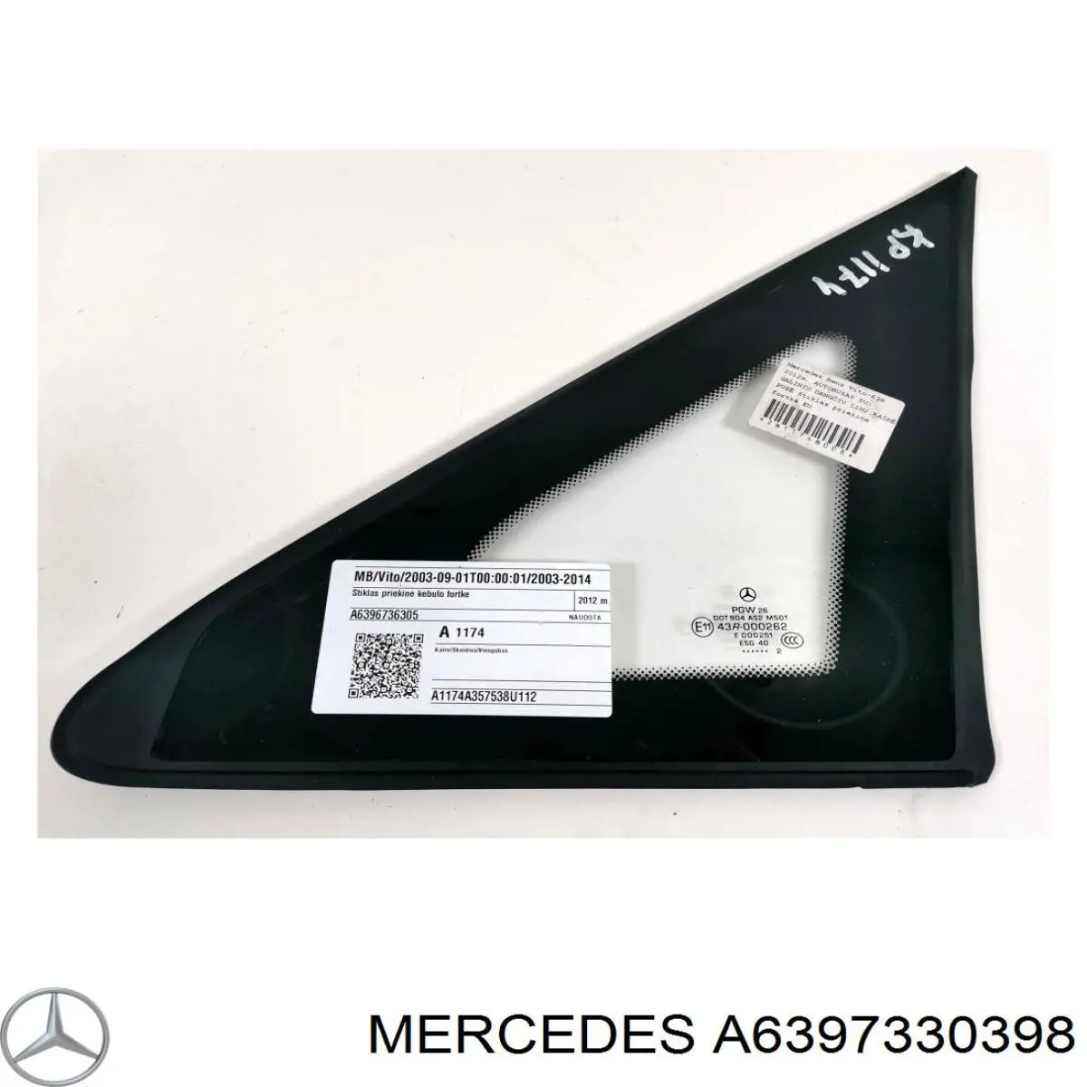 Ущільнювач двері задньої правої (на кузові) A6397330398 Mercedes