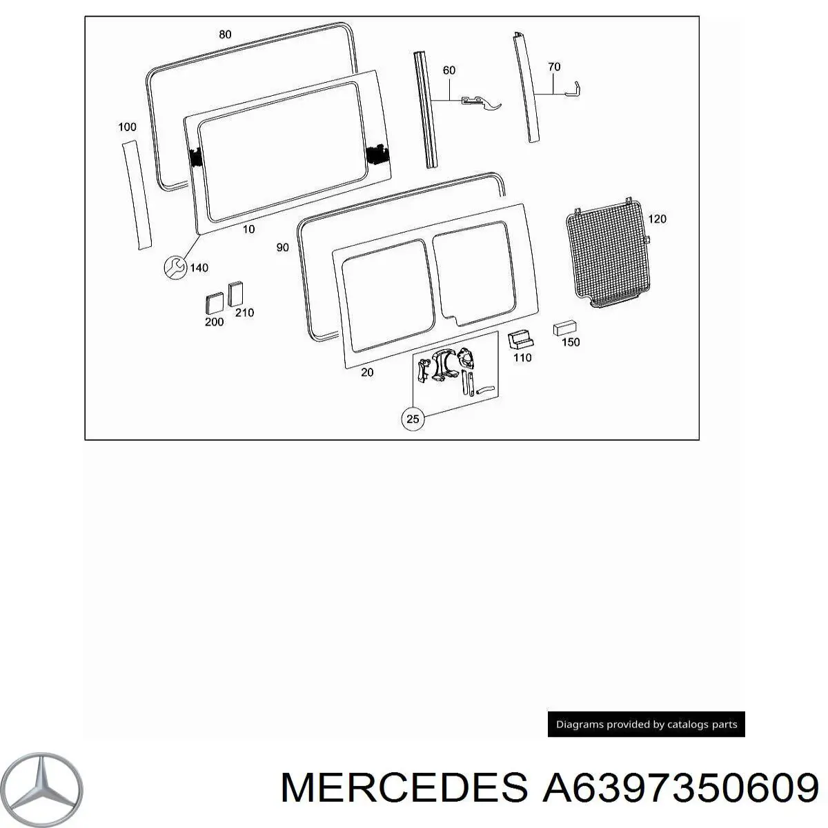 A6397350609 Mercedes Скло задніх дверей, лівих