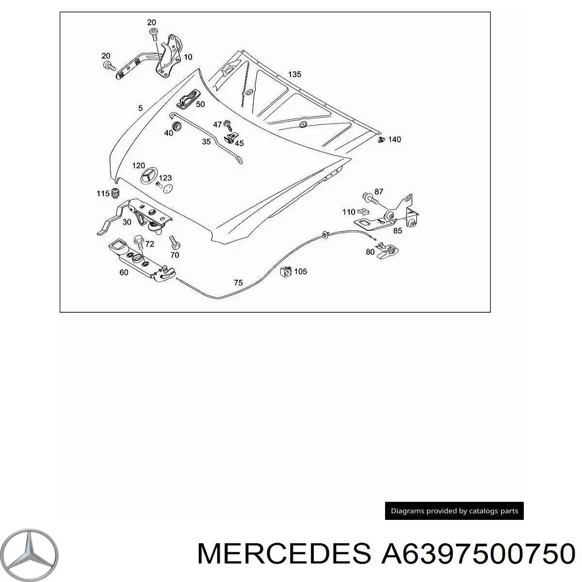 Купити A6397500750 Mercedes Замок капота
