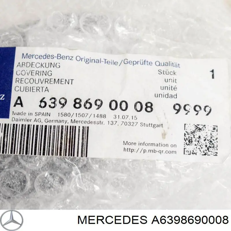 Накладка форсунки омивача фари передньої A6398690008 Mercedes