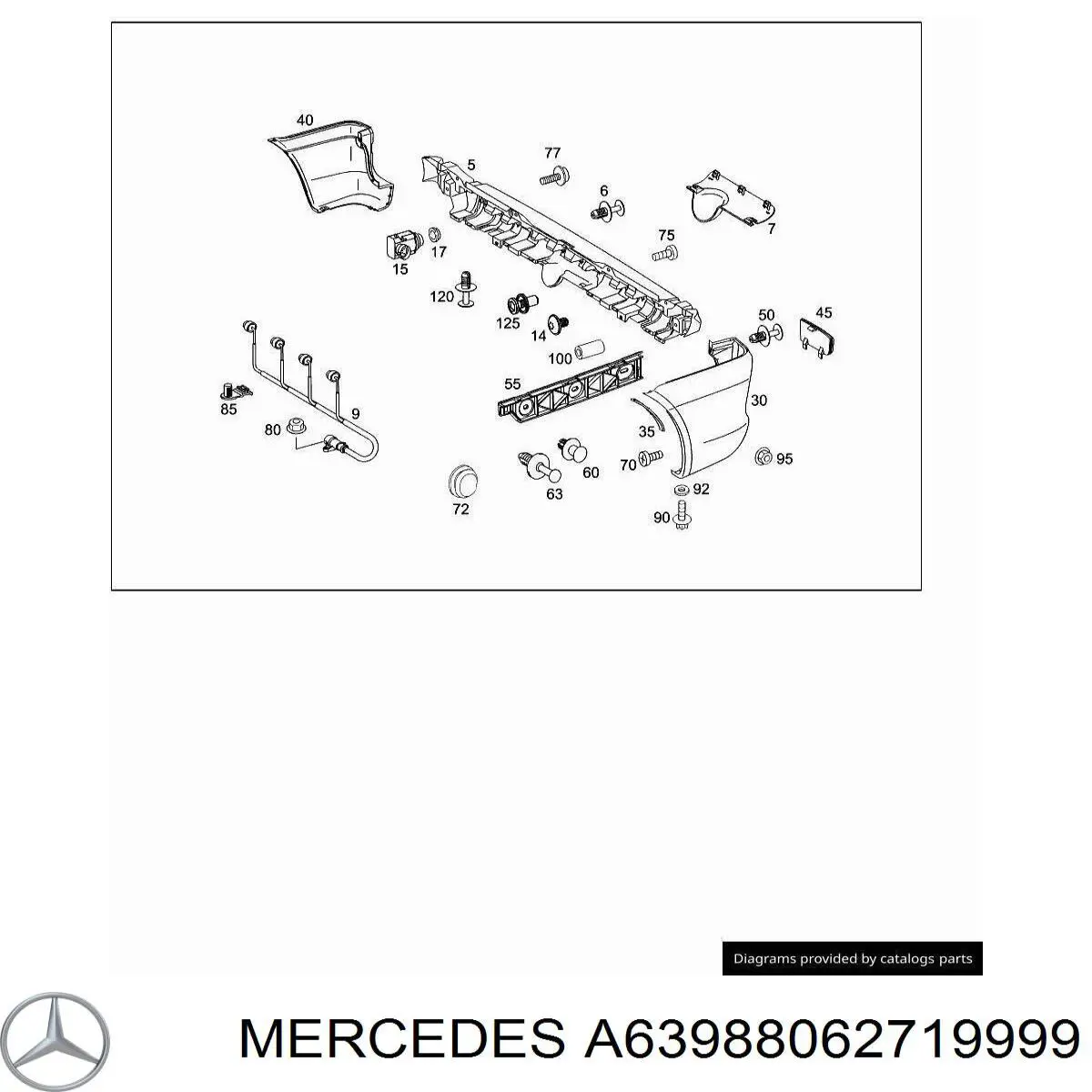 Купити A6398806271 Mercedes Бампер задній, права частина