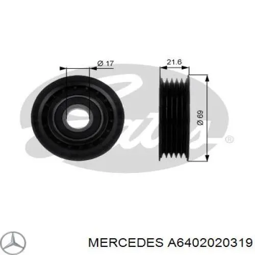 Купити A6402020319 Mercedes Ролик приводного ременя, паразитний