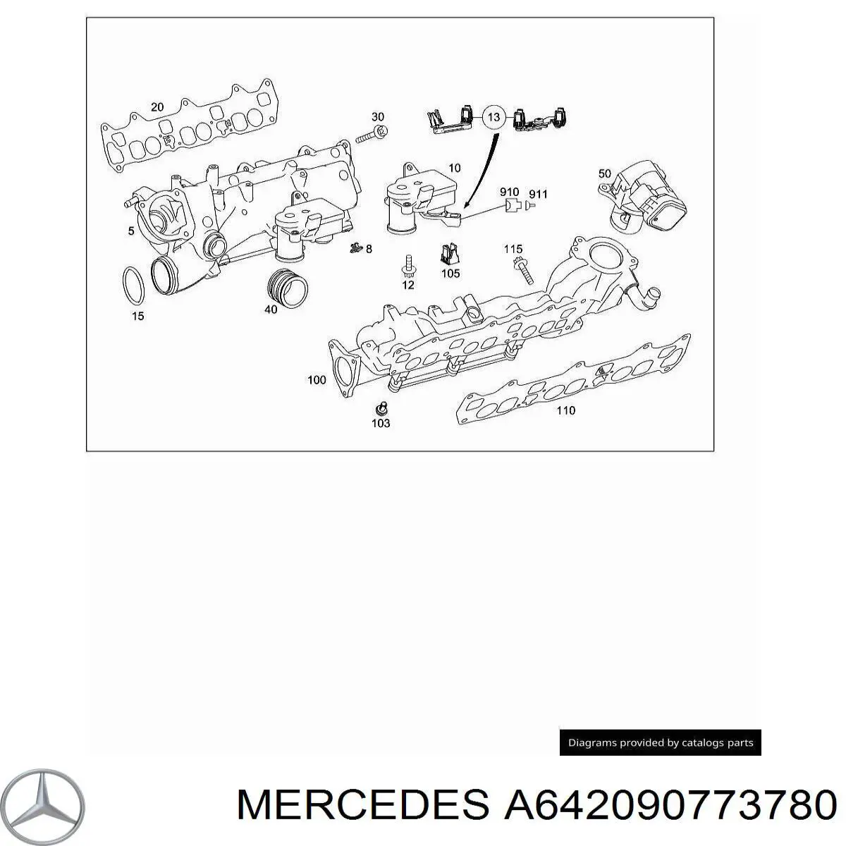 A642090773780 Mercedes Колектор впускний, правий