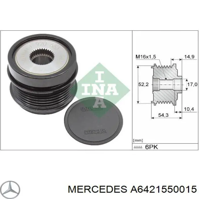 Купити A6421550015 Mercedes Шків генератора