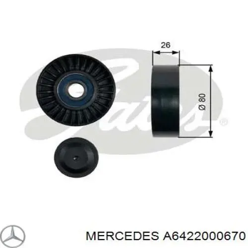 Ролик приводного ременя, паразитний Mercedes A6422000670 ціна, від 11.72 USD