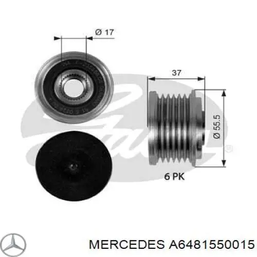 A6481550015 Mercedes Обгонна муфта генератора