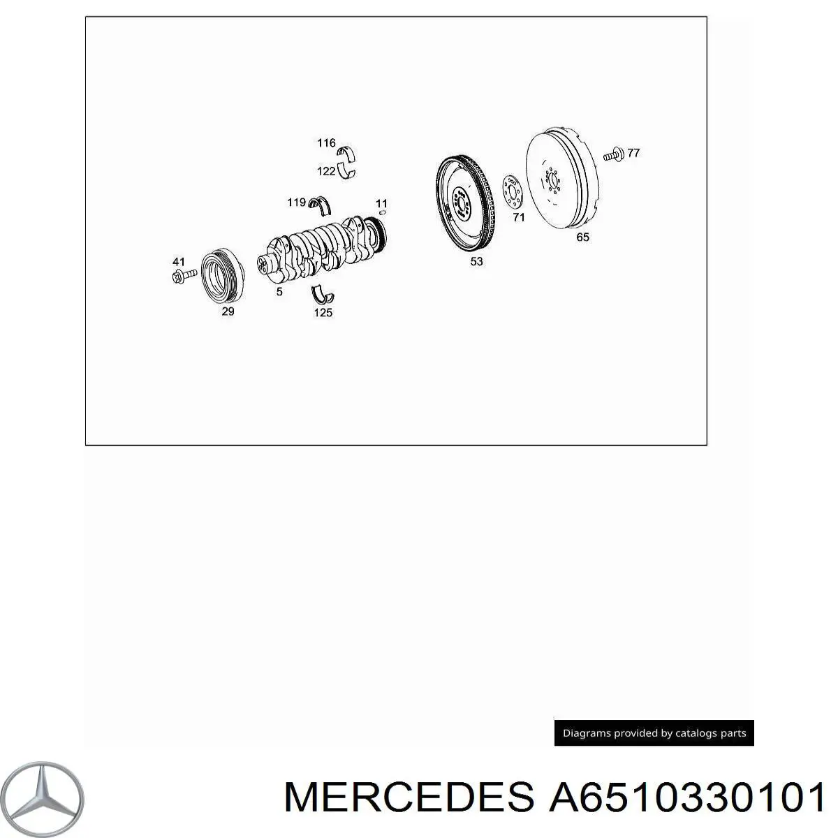 Вкладиші колінвала, корінні, комплект, 2-й ремонт (+0,50) A6510330101 Mercedes