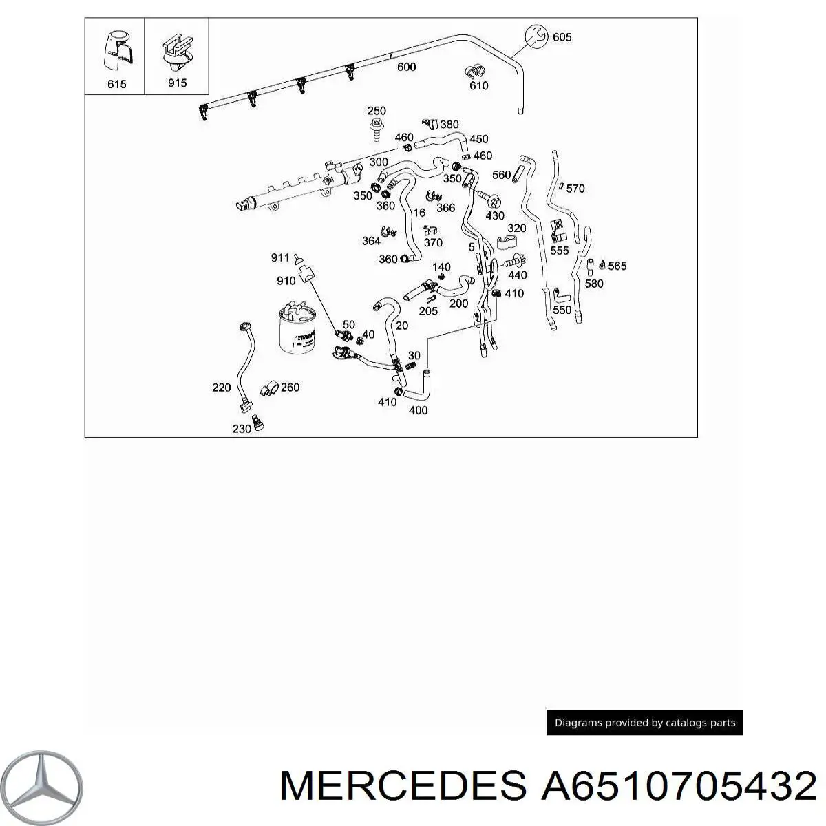 6510705432 Mercedes трубка паливна, зворотня від форсунок