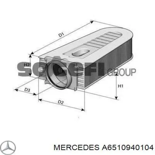 A6510940104 Mercedes фільтр повітряний