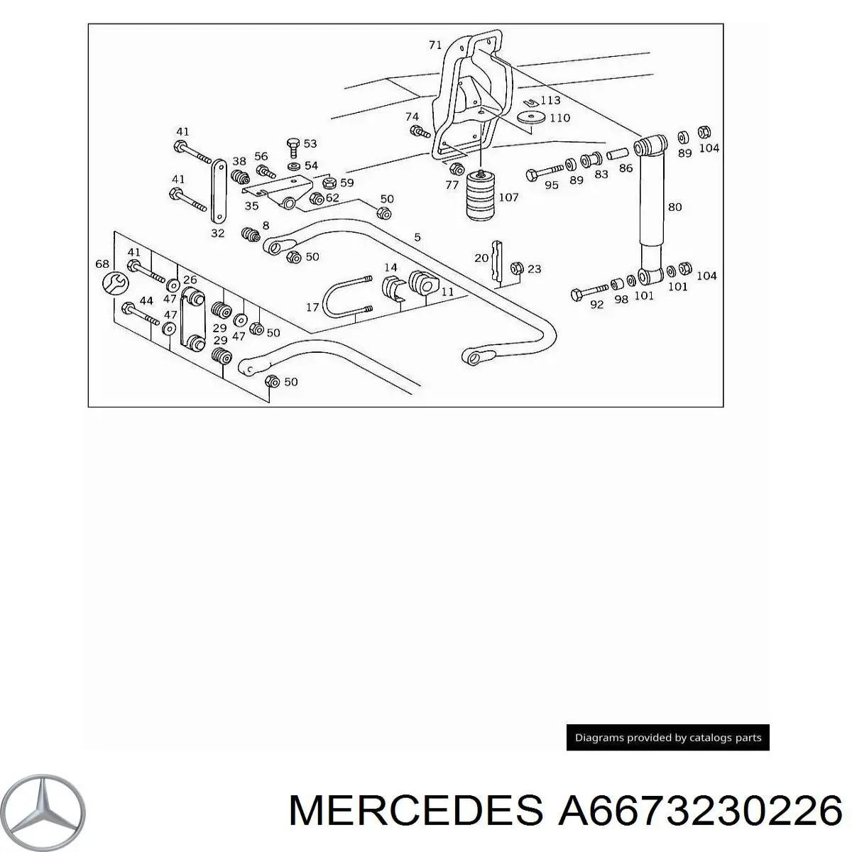 Хомут кріплення втулки стабілізатора, переднього A6673230226 Mercedes